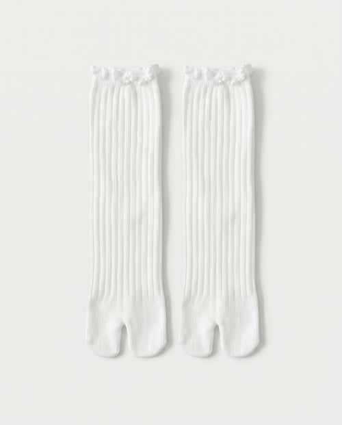 Chaussettes mi-longues fendues blanches