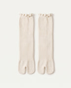 Chaussettes mi-longues fendues ivoire