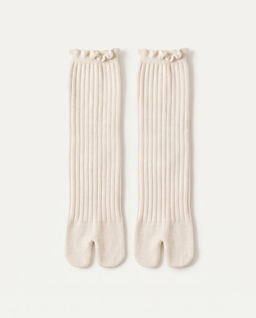 Chaussettes mi-longues fendues ivoire